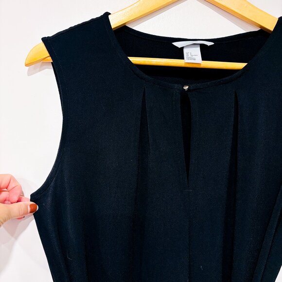 H&M Black Sleeveless Belted Knee-Length Dress | Classic | Small * - Picture 3 of 6